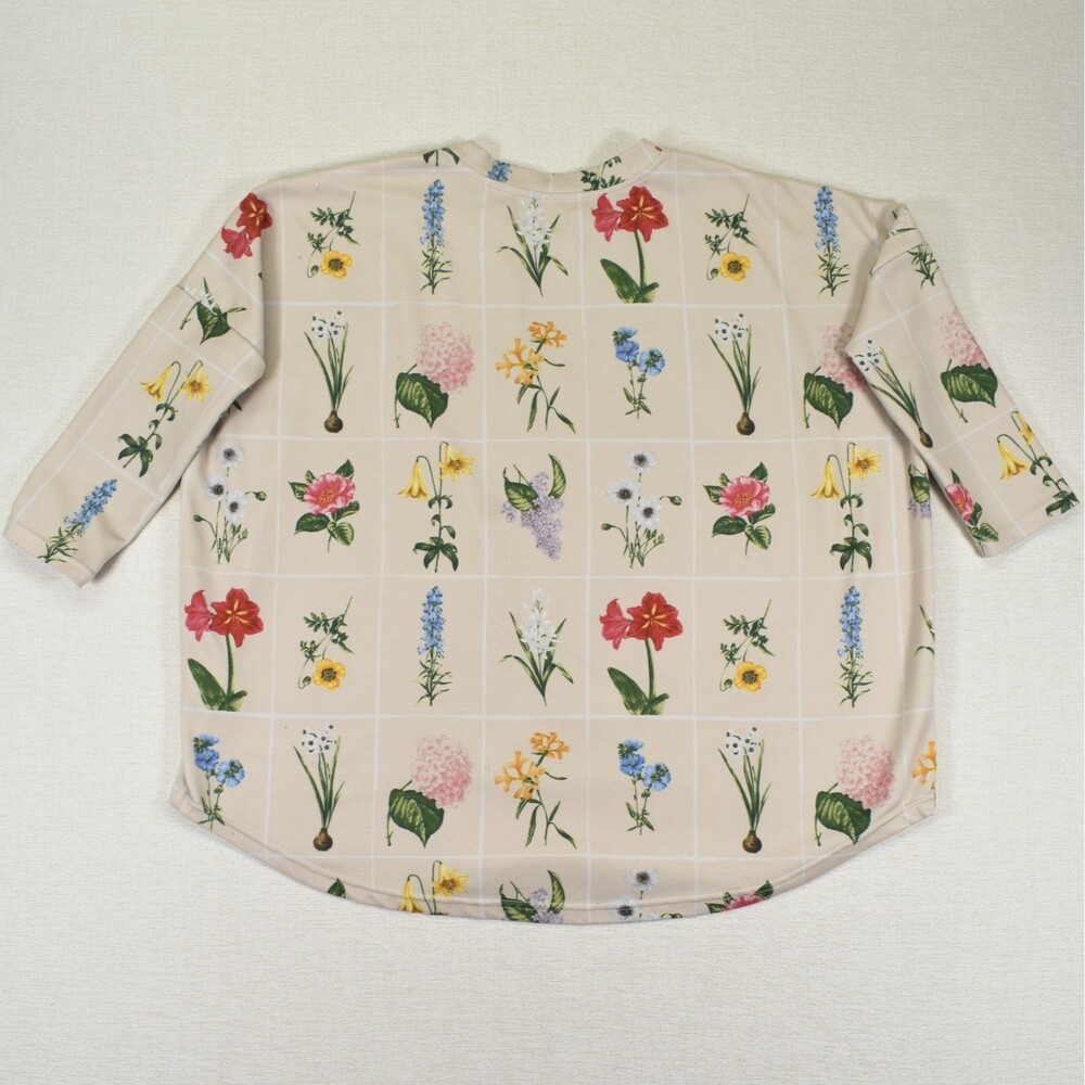 Tuckernuck Fresh Buds Floral 3/4 Sleeve Boxy Pullover Luxe Top Multi XS/S - Picture 2 of 8